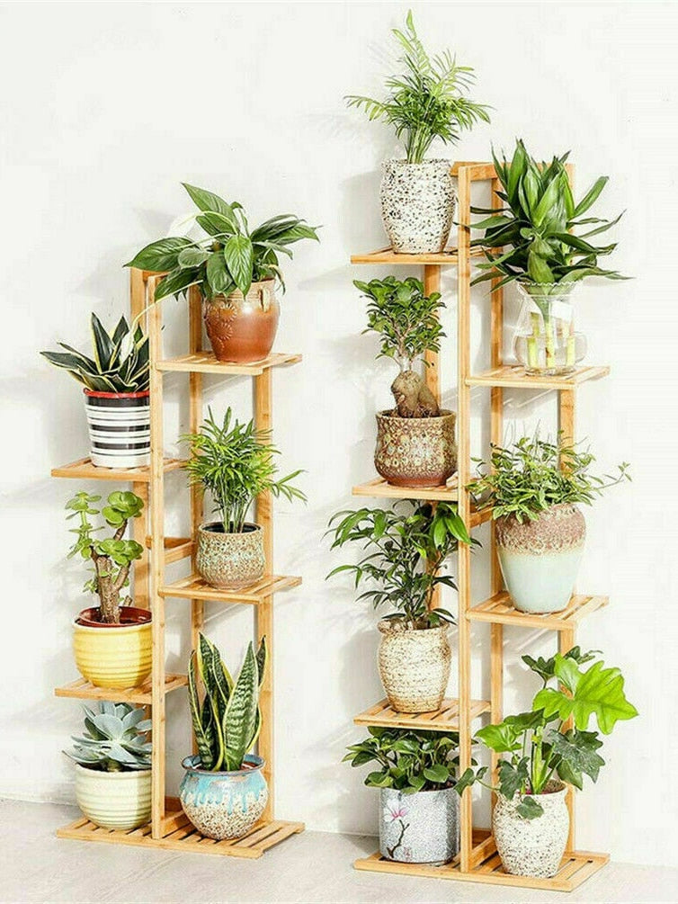 Bamboo 5 / 6  Tier  Plant Stand Rack Multiple Flower Pot Holder Shelf Indoor Outdoor Planter Display Shelving Unit for Patio - StorageandmoreStorage