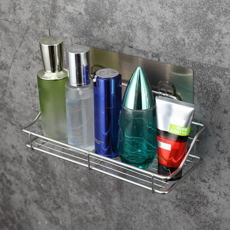 Stainless Steel Bathroom Storage Shelf Punch-Free Kitchen Bathroom Toilet Wall Hanging Storage Rack - StorageandmoreStorage