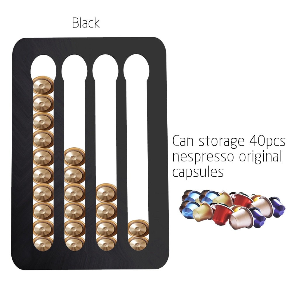 Metal Coffee Pods Holder Aluminum Mirro-Plating Stand Coffee Capsule Storage Rack Nespresso Coffee Capsulas Stand For Nespresso - StorageandmoreStorage