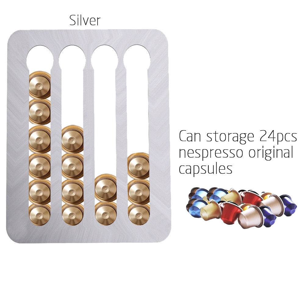 Metal Coffee Pods Holder Aluminum Mirro-Plating Stand Coffee Capsule Storage Rack Nespresso Coffee Capsulas Stand For Nespresso - StorageandmoreStorage