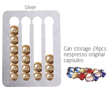 Metal Coffee Pods Holder Aluminum Mirro-Plating Stand Coffee Capsule Storage Rack Nespresso Coffee Capsulas Stand For Nespresso - StorageandmoreStorage