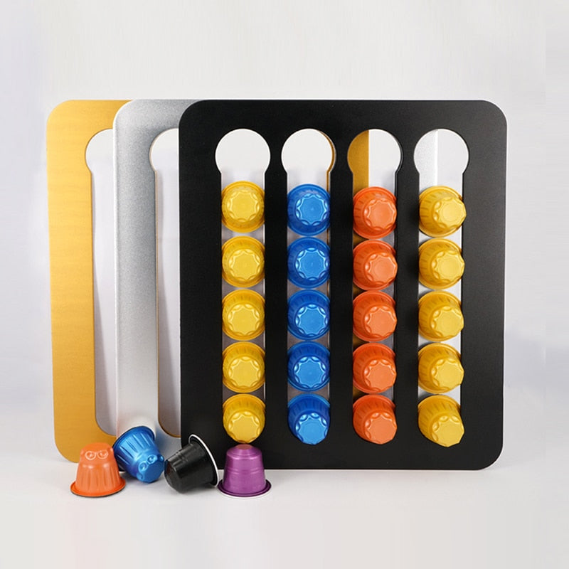 Metal Coffee Pods Holder Aluminum Mirro-Plating Stand Coffee Capsule Storage Rack Nespresso Coffee Capsulas Stand For Nespresso - StorageandmoreStorage