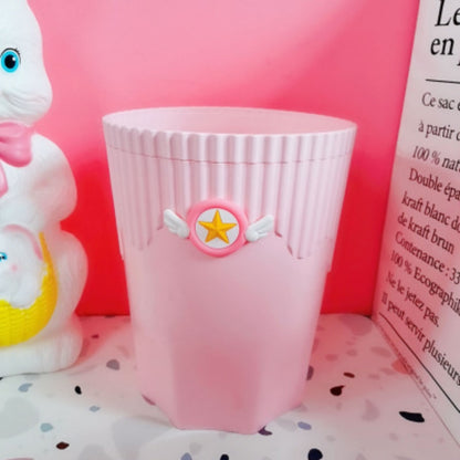 Creative Pink Waste Bin Anime Card Captor Sakura Plastic Trash Can Kawaii Cartoon Home Office Desktop Garbage Storage Basket New - StorageandmoreStorage