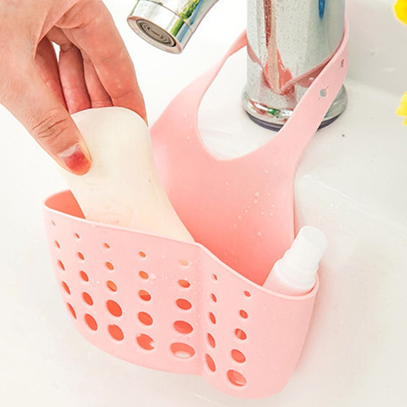 Sink Sponge Storage Hanging Basket Adjustable Snap Button Type Drain Rack Faucet Storage Drain Baskets Home Kitchen Tools - StorageandmoreStorage