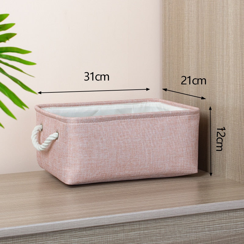 Cotton Linen Folding Storage Baskets Kids Toys Organizer Clothes and Sundries Storage Box Cabinet Storage Bag Laundry Basket - StorageandmoreStorage