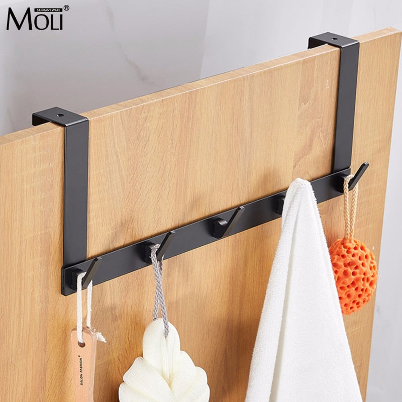 304 Stainless Steel Hooks Over Door 5Hooks Home Organizer Rack Clothes Coat Hat Towel Hanger Bathroom Kitchen Accessories Holder - StorageandmoreStorage