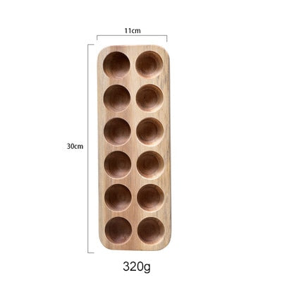 Japanese style Wooden Double Row Egg Storage Box Home Organizer Rack Eggs Refrigerator Holder Kitchen Fresh Keeping Accessories - StorageandmoreStorage