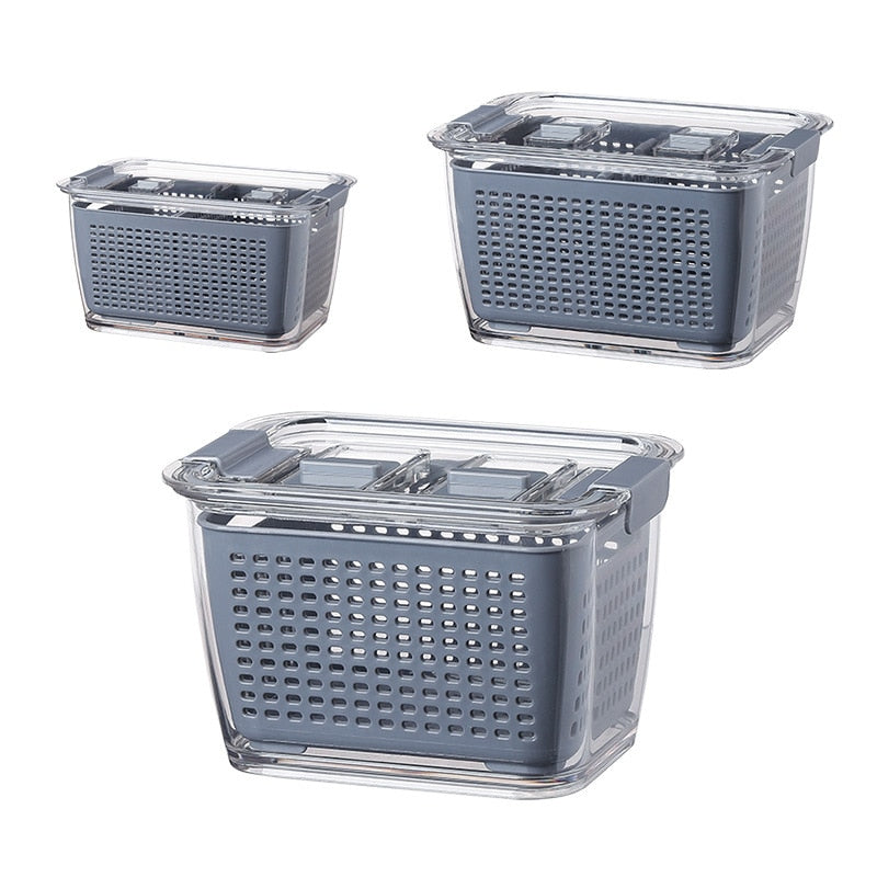 Kitchen Plastic Storage Box Vegetables Fruit Fresh-Keeping Box Drain Basket Sink Filter Mesh Sieve Storage Basket Kitchen Tools - StorageandmoreStorage