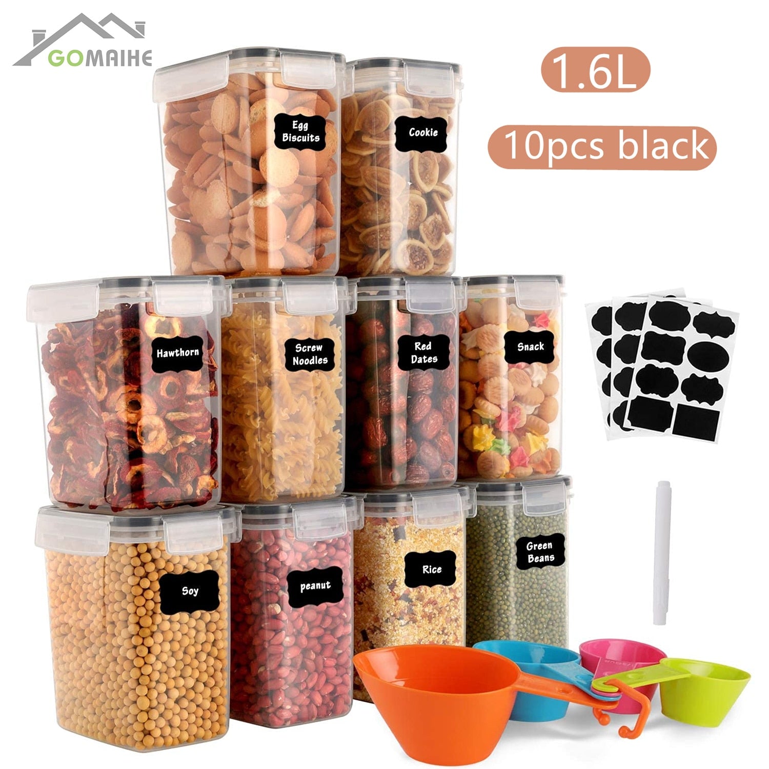 GoMaihe Food containers  Kitchen jars  storage Organization Cereal Dispenser for Storing Pasta kitchen Storage Organizer boxes - StorageandmoreStorage