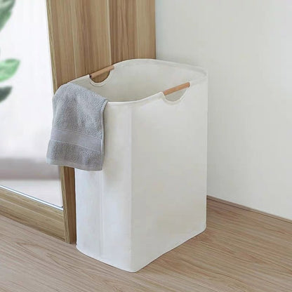 MCAO Japanese Laundry Basket Foldable Dirty Clothes Storage Hamper Bamboo Cloth Organizers with Handles for Corner Narrow TJ6826 - StorageandmoreStorage