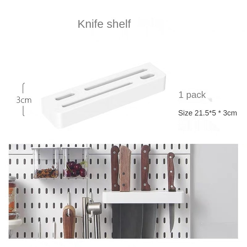 Pegboard Hanging Accessories Shelf Storage Bins Hook Brackets Clips No Punching for Garage Kitchen Pegboard Wall Organizer - StorageandmoreStorage