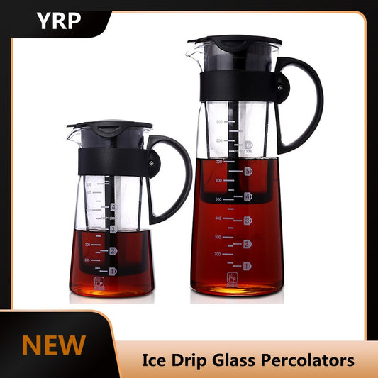 Portable Hot/cold Brew Dual Use Filter Coffee&amp;Tea Pot Espresso Ice Drip Maker Glass Percolators Kitchen Accessories Barista Tool - StorageandmoreStorage