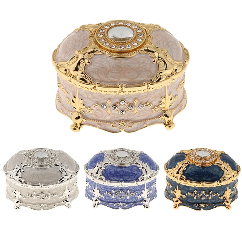 Luxury Vintage Metal Jewelry Box Ring Trinket Case Jewelry Bracelet Pearl Case Gift Storage Box Storage Cosmetic Hamper Giftcaja - StorageandmoreStorage