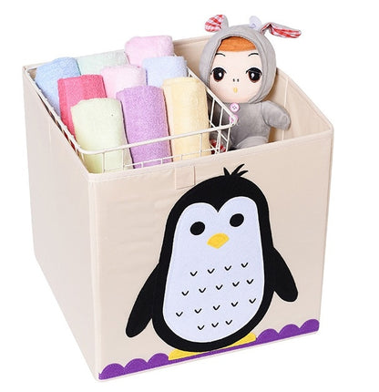 13 inch Foldable Embroidery Animal Cube Storage Box Oxford Fabric Kids Toys Organizers Bins Chest Organizer for Kids Nursery - StorageandmoreStorage