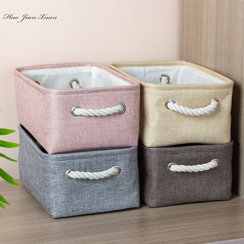 Cotton Linen Folding Storage Baskets Kids Toys Organizer Clothes and Sundries Storage Box Cabinet Storage Bag Laundry Basket - StorageandmoreStorage