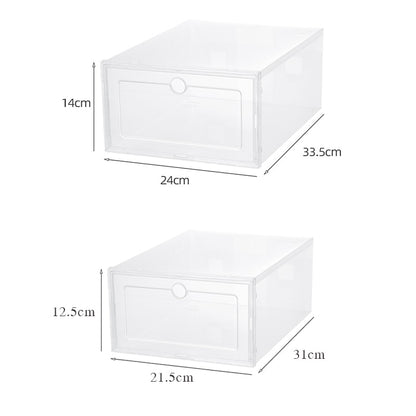 6pcs/Set Fold Plastic Shoes Case Thickened Transparent Drawer Case Plastic Shoe Boxes Stackable Box Shoe Organizer Shoebox - StorageandmoreStorage