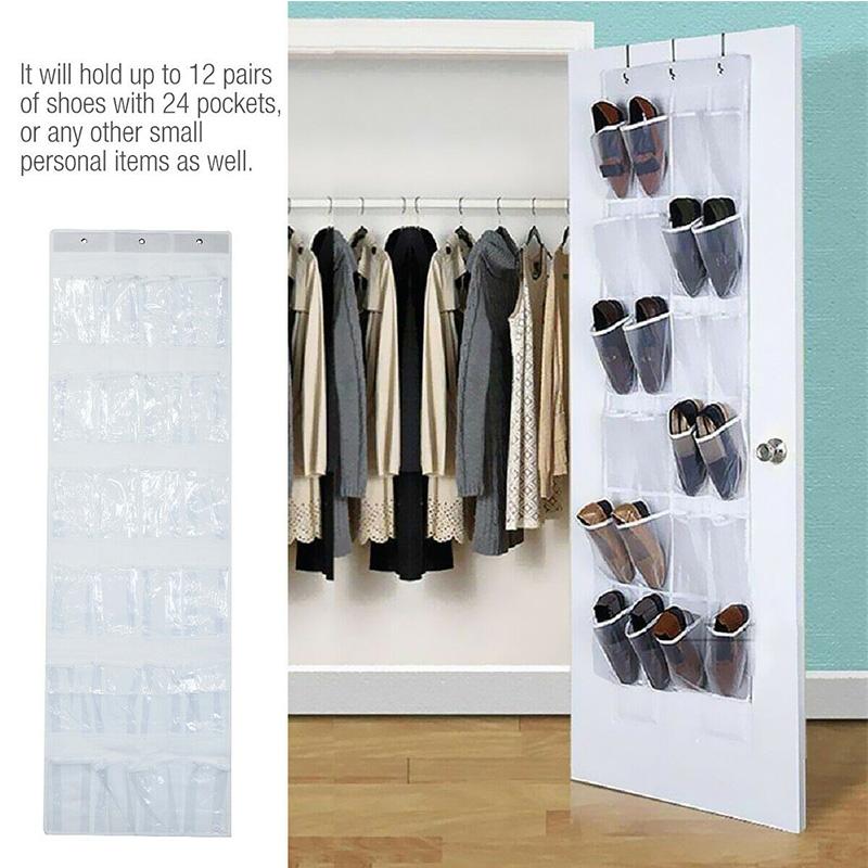 Newest Useful 24 Pockets Over The Door Behind Shoe Organizer Rack Hanging Organizers Space Saver Rack Hanging Storage Hanger - StorageandmoreStorage