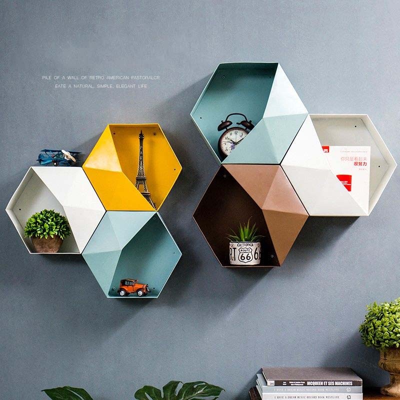 Nordic Home Decoration Wall Hanging Shelf Flower Pot Multifunctional Storage Box Room Decoration Wall Creative Combination Mural - StorageandmoreStorage