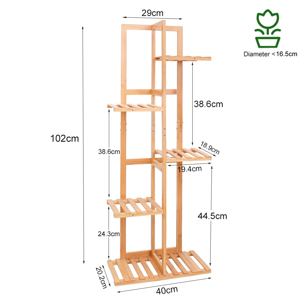 Bamboo 5 / 6  Tier  Plant Stand Rack Multiple Flower Pot Holder Shelf Indoor Outdoor Planter Display Shelving Unit for Patio - StorageandmoreStorage