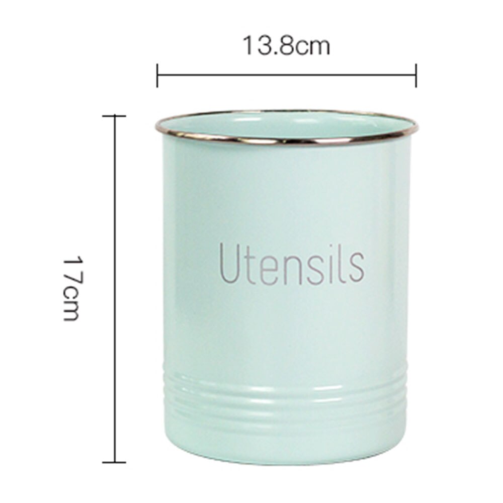 Round Utensil Storage Jar Kitchen Tableware Organizer Jars No Lid Cooking Tool Metal Box Scandinavia Cosmetic Brush Container - StorageandmoreStorage