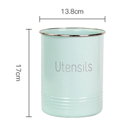 Round Utensil Storage Jar Kitchen Tableware Organizer Jars No Lid Cooking Tool Metal Box Scandinavia Cosmetic Brush Container - StorageandmoreStorage