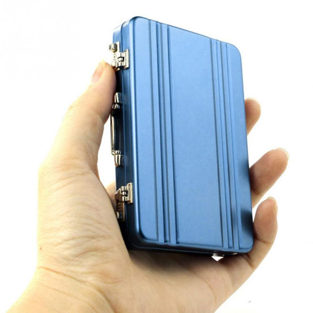 Aluminum Storage Box Business ID Credit Card Holder Mini Suitcase Bank Card Box Holder 2022 New Jewelry Case Rectangle Organizer - StorageandmoreStorage