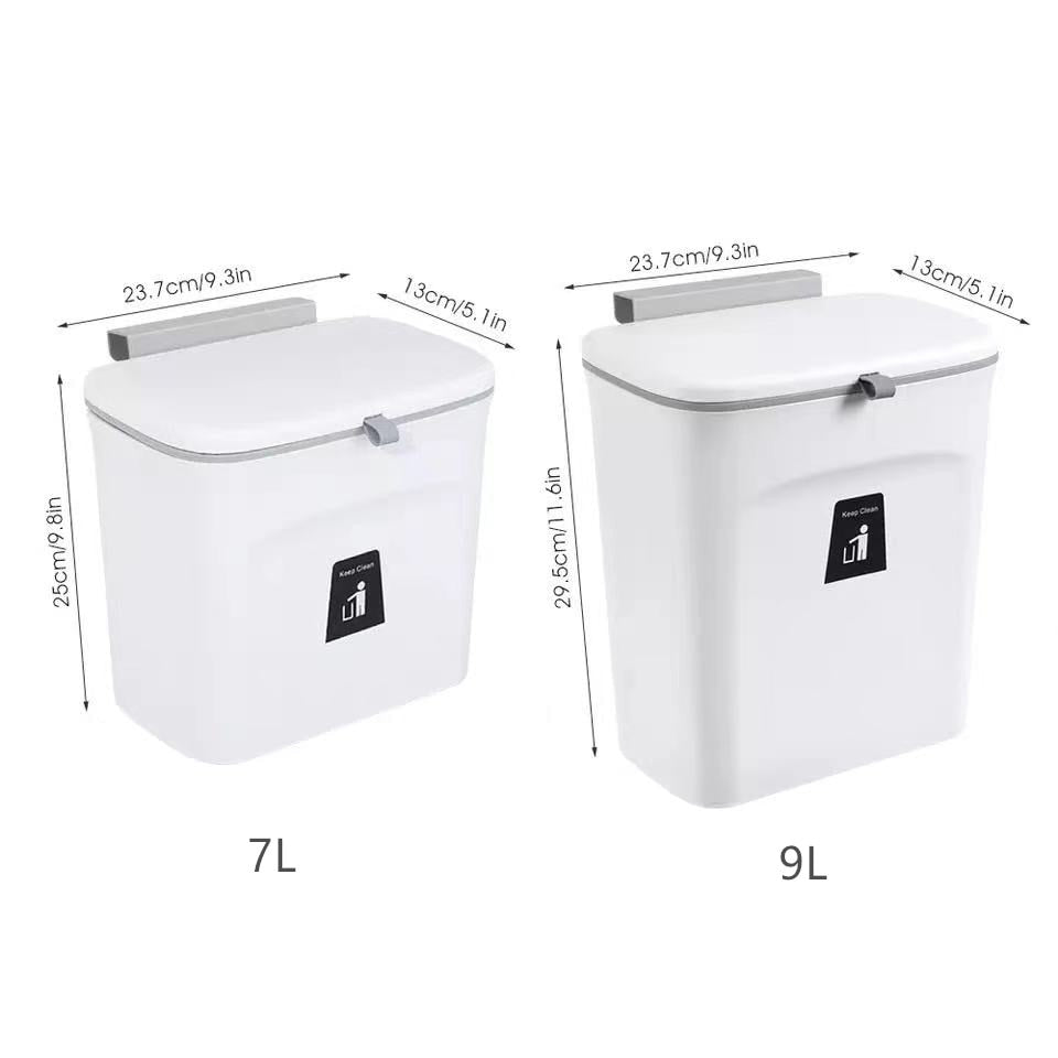 7/9L Hanging Trash Can For Kitchen Large Capacity Kitchen Recycling Garbage basket Bathroom Wall Mounted Trash Bin with lid - StorageandmoreStorage