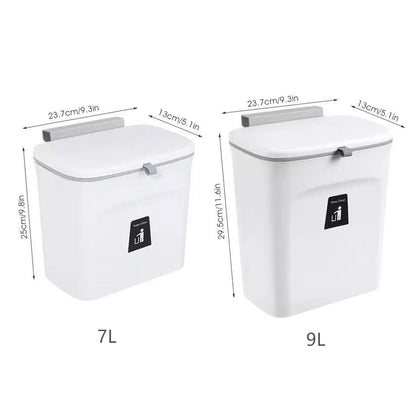 7/9L Hanging Trash Can For Kitchen Large Capacity Kitchen Recycling Garbage basket Bathroom Wall Mounted Trash Bin with lid - StorageandmoreStorage