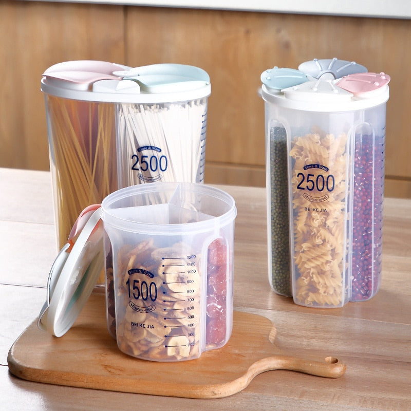 Sealed Storage Box Crisper Grains Food Storage Tank Household Kitchen Food Containers for Dry Cereals Measure Cups Kitchen Tool - StorageandmoreStorage