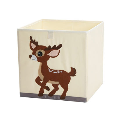 13 inch Foldable Embroidery Animal Cube Storage Box Oxford Fabric Kids Toys Organizers Bins Chest Organizer for Kids Nursery - StorageandmoreStorage