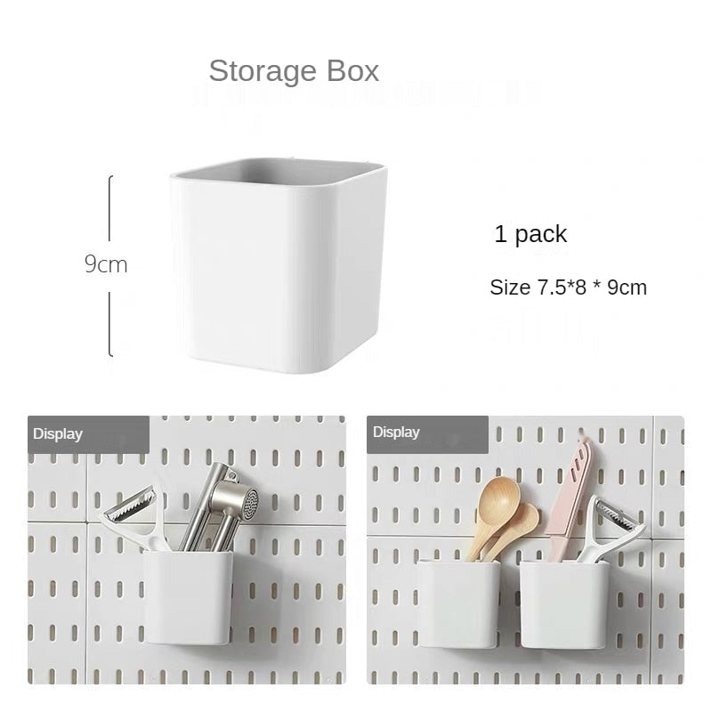 Pegboard Hanging Accessories Shelf Storage Bins Hook Brackets Clips No Punching for Garage Kitchen Pegboard Wall Organizer - StorageandmoreStorage