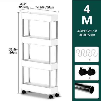 Mobile Storage Shelf Interspace Gap Shelf Kitchen Storage Shelf Bathroom Storage Rack Fridge Side Seam Finishing Rack - StorageandmoreStorage