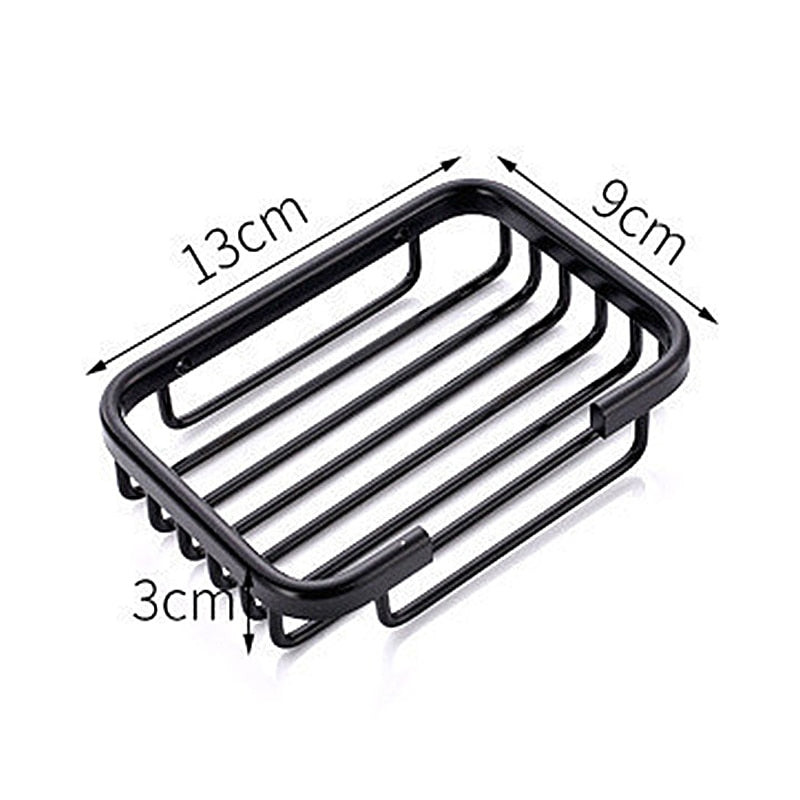 Multi-purpose Soap Dish Punch-free Aluminum Soap Holder Draining Shelve Wall Mounted Soap Container Bathroom Kitchen Accessories - StorageandmoreStorage