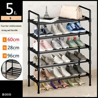 Simple Shoe Rack Metal Shoe Shelf Footwear Shoe Rack Living Room Space Saving Shoes Organizer Stand Holder Black Shoe Shelf - StorageandmoreStorage