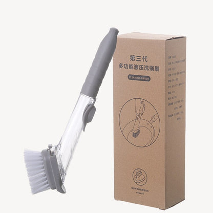 Dishwashing Device Kitchen Cleaning Brush 2 Brush Head 2 Sponge Automatic Plus Detergent Brush Long Handle Hydraulic Wash Pot - StorageandmoreStorage