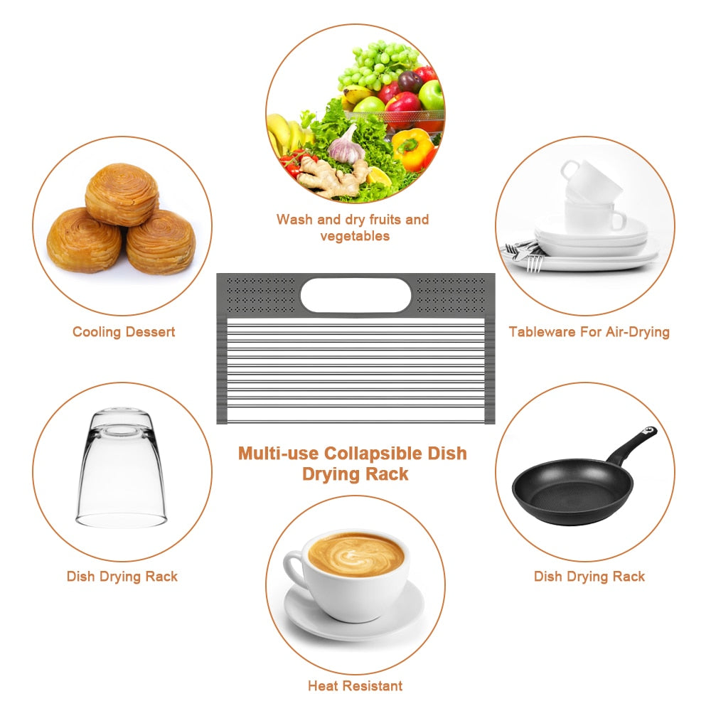 Kitchen Drain Rack Vegetable Fruit Dish Sponge Drainer Holder Basket Dinnerware Drying Shelf Stainless Steel Drainer Holder - StorageandmoreStorage