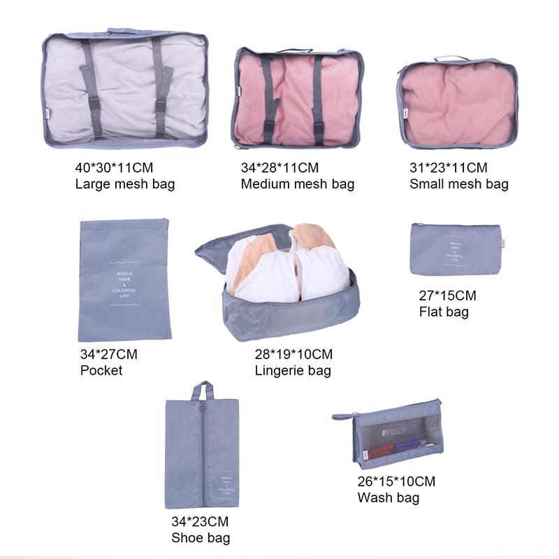 8/6/1 pieces Set Travel Organizer Storage Bags Suitcase Packing Set Storage Cases Portable Luggage Organizer Clothe Shoe Pouch - StorageandmoreStorage