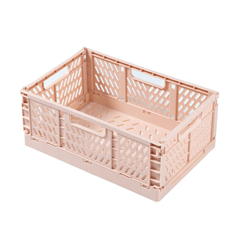 DFU Folding Collapsible Storage Crate Box Stackable Home Kitchen Warehouse Baskets Desktop Cosmetic Sundries Fruit Toys Food Bin - StorageandmoreStorage