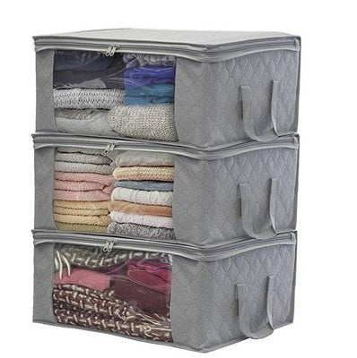 Quilt Storage Bag With Lid,Foldable Dust-Proof Storage Box,Large-Capacity Storage Bag For Clothes,Closet And Under-Bed Storage - StorageandmoreStorage