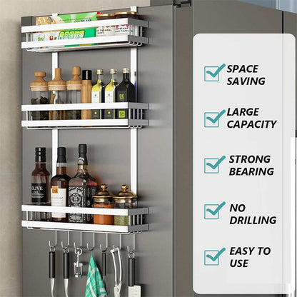 Refrigerator Side Storage Rack Fridge Shelf Cupboard Organizer Kitchen Cabinet Space Saving Refrigerator Hanging Storage Rack - StorageandmoreStorage