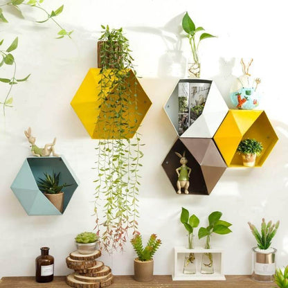 Nordic Home Decoration Wall Hanging Shelf Flower Pot Multifunctional Storage Box Room Decoration Wall Creative Combination Mural - StorageandmoreStorage