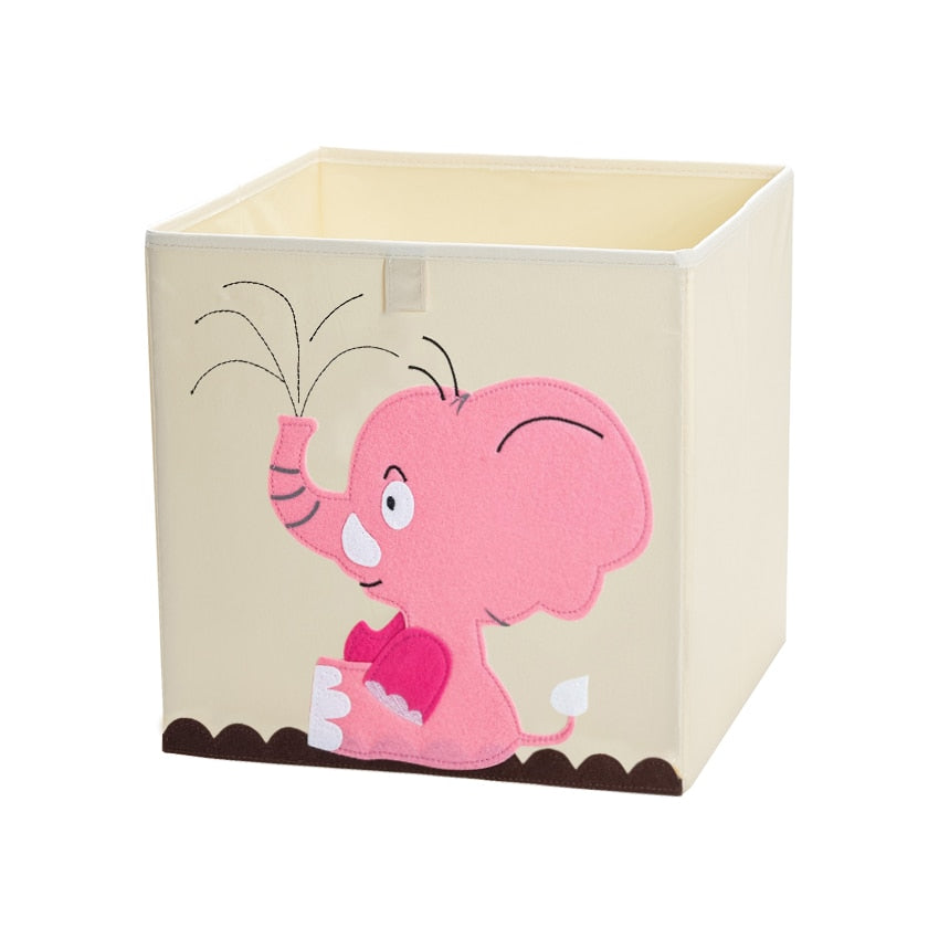 13 inch Foldable Embroidery Animal Cube Storage Box Oxford Fabric Kids Toys Organizers Bins Chest Organizer for Kids Nursery - StorageandmoreStorage