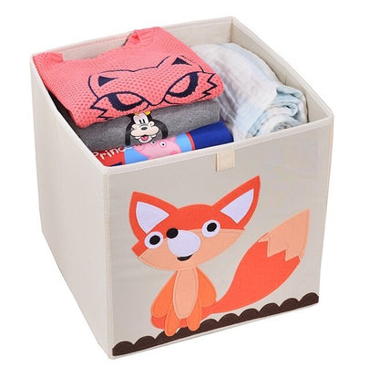 13 inch Foldable Embroidery Animal Cube Storage Box Oxford Fabric Kids Toys Organizers Bins Chest Organizer for Kids Nursery - StorageandmoreStorage