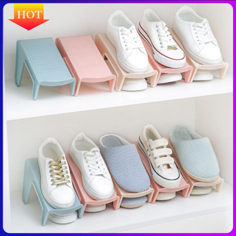 Shoe Rack Household Storage Shoes Save Space Shelf Double Shoe Support Plastic Integrated Simple Space Economy Shoe Storage Rack - StorageandmoreStorage