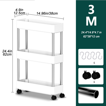 Mobile Storage Shelf Interspace Gap Shelf Kitchen Storage Shelf Bathroom Storage Rack Fridge Side Seam Finishing Rack - StorageandmoreStorage