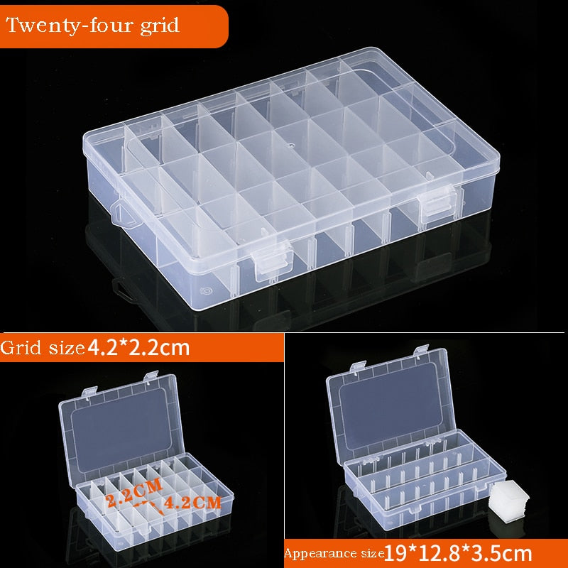 Container Plastic Box Practical Adjustable Compartment Jewelry Earring Bead Screw Holder Case Display case strage box - StorageandmoreStorage