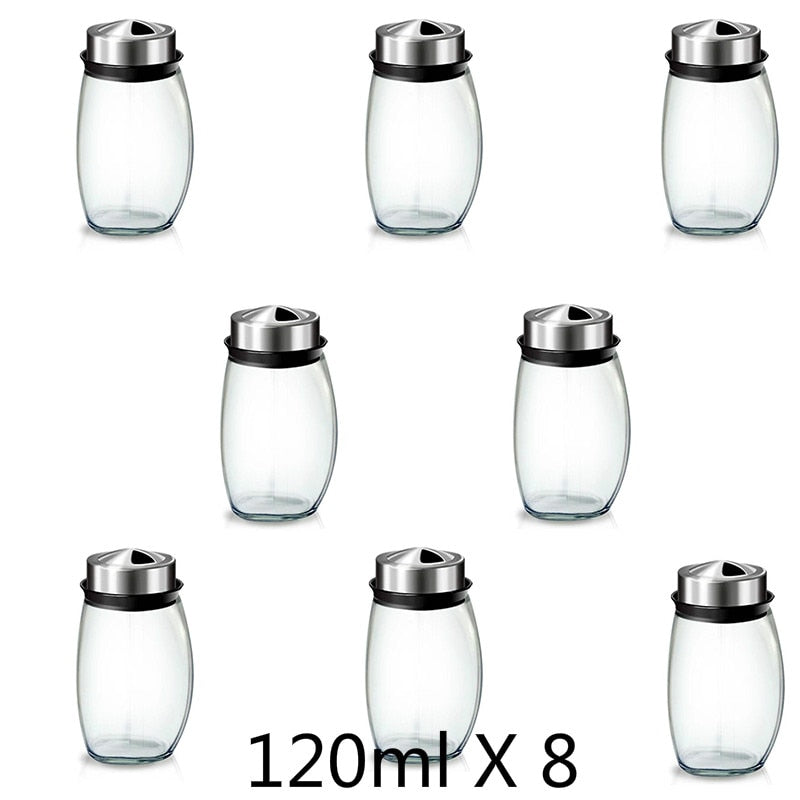 Rotating Cruet Condiment Seasoning Jars Set for Spices Pepper Sprays Bottles Salt Shakers Holder Kitchen Storage Rack Organizer - StorageandmoreStorage