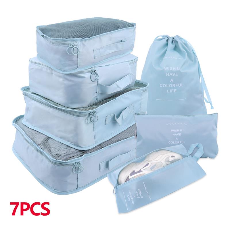 8/6/1 pieces Set Travel Organizer Storage Bags Suitcase Packing Set Storage Cases Portable Luggage Organizer Clothe Shoe Pouch - StorageandmoreStorage