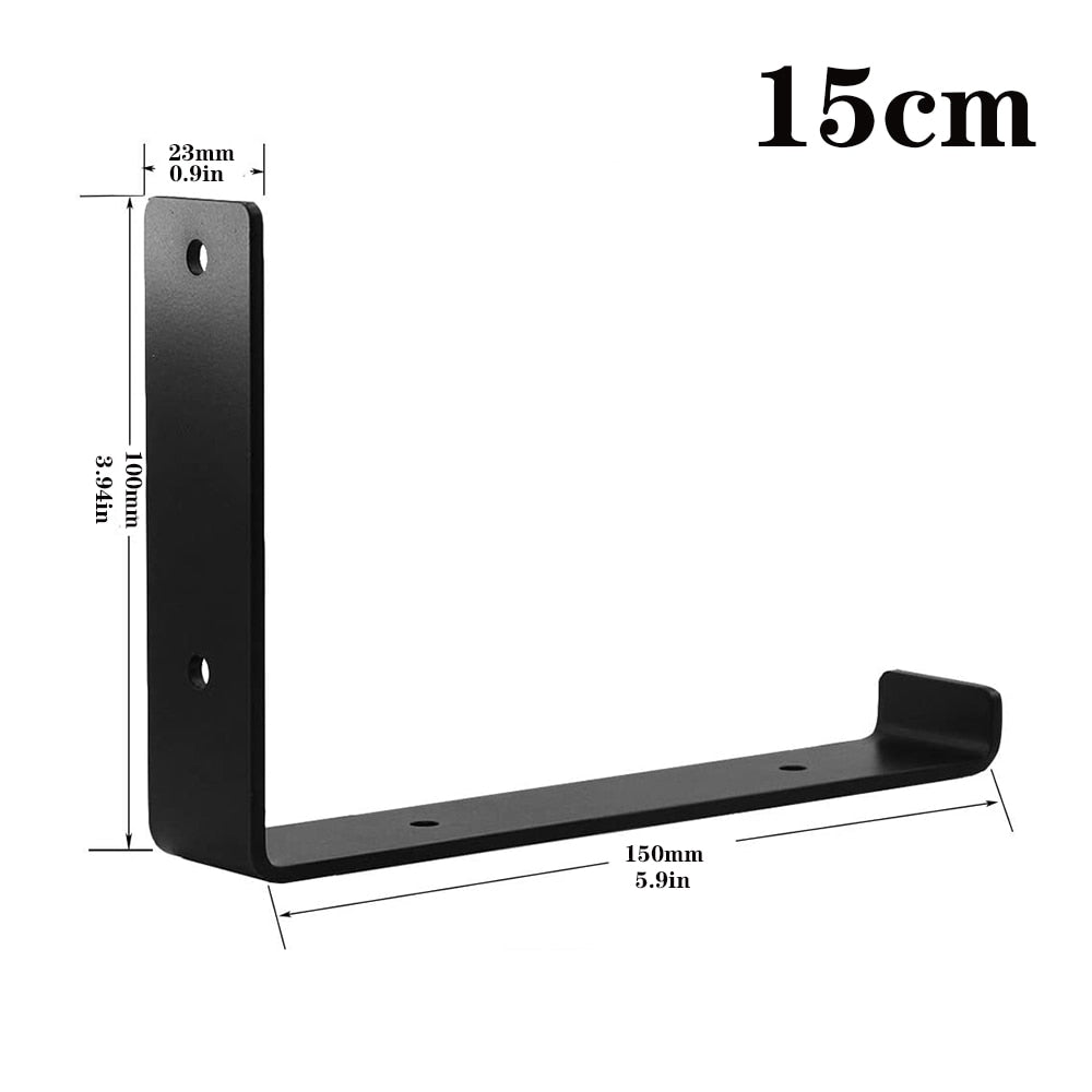 1Pair(2 PCS) Black Wall Mounted Shelf Bracket Brackets Support With Screws L shape，for DIY Open Shelving Hardware Included - StorageandmoreStorage