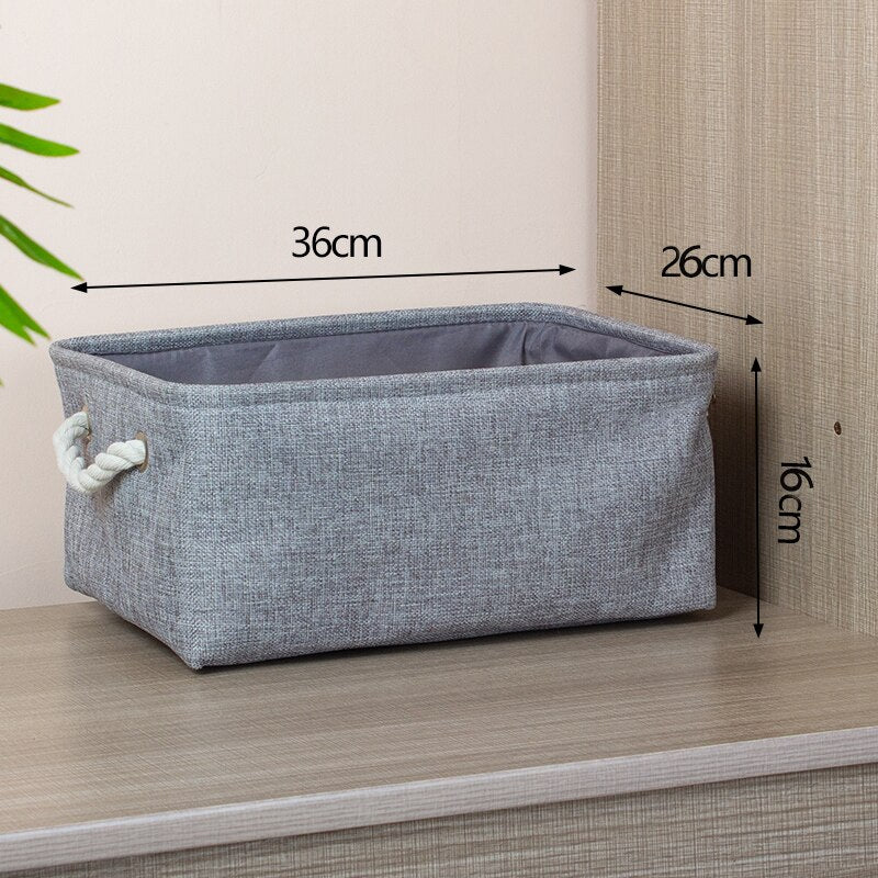 Cotton Linen Folding Storage Baskets Kids Toys Organizer Clothes and Sundries Storage Box Cabinet Storage Bag Laundry Basket - StorageandmoreStorage